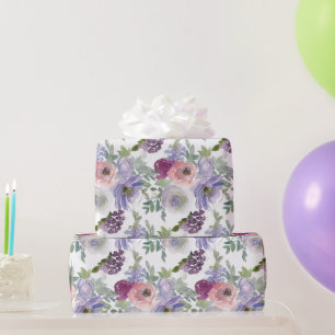 Rosa lila bordeaux Blumen Hochzeitsgeschenkpapier Geschenkpapier