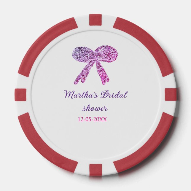 Rosa lila Bugfunkel Glitzer Brautparty Pokerchips (Vorderseite)