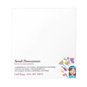 Rosa Lila Cartoon-Reinigungsmarketing Notizblock