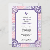 Rosa lila Dahlie-Mädchen-Baby-Dusche lädt ein