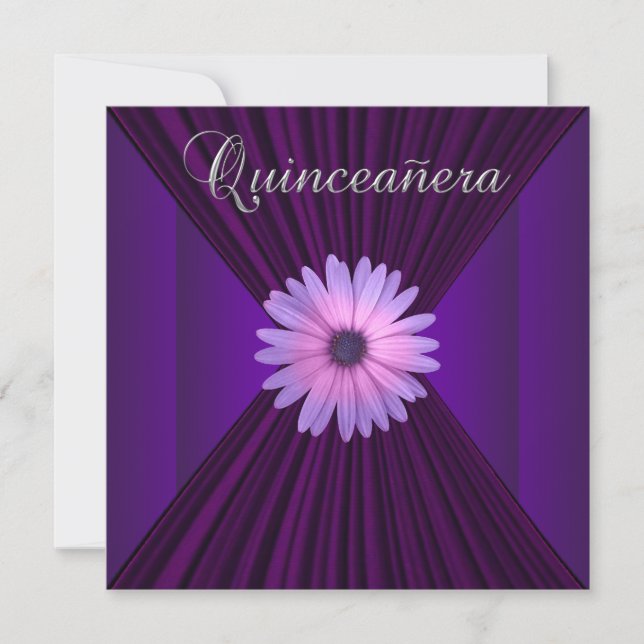 Rosa Lila Daisy Lila Quinceanera Einladungen (Vorderseite)
