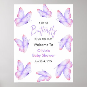 Rosa Lila Eine Kleine Schmetterlings-Baby-Party Wi Poster
