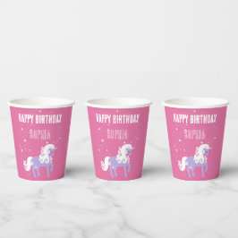 Rosa Lila Einhorn Geburtstag Pappbecher