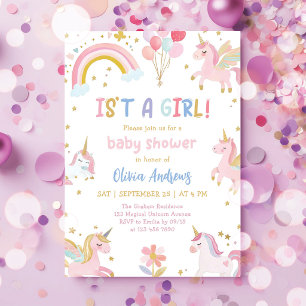 Rosa lila Einhorn Magical Girl Babyparty Einladung