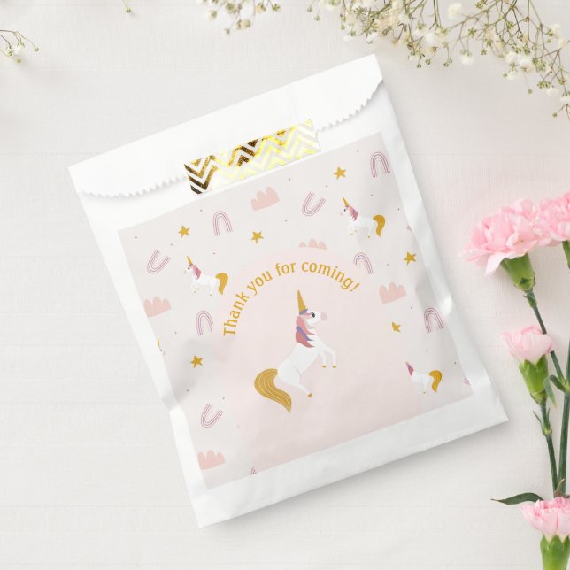 Rosa Lila Einhorn Rainbows Geburtstag Geschenktütchen (Versiegelt)