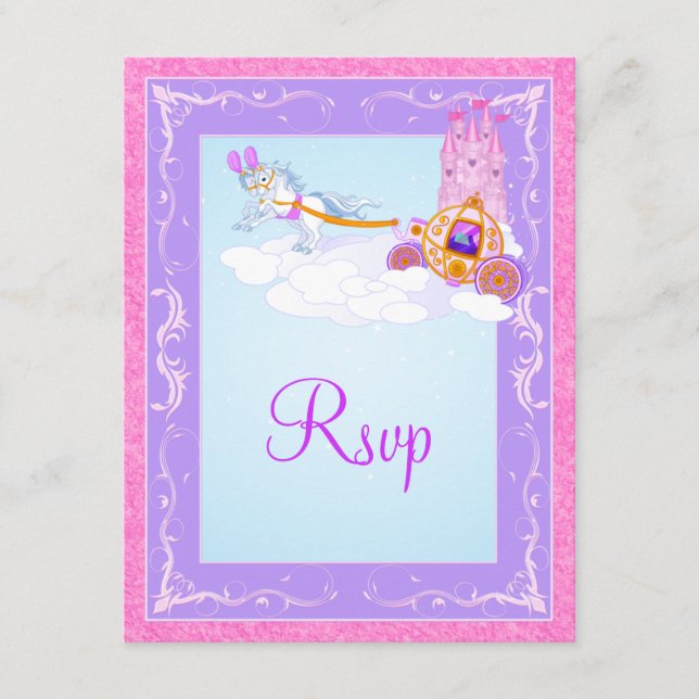 Rosa, Lila Fantasy Fairy Tale Wedding Repcard RSVP Karte (Vorderseite)