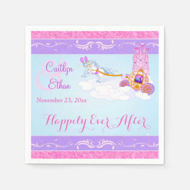 Rosa, Lila Fantasy Fairytale Hochzeit Napkins Serviette (Vorderseite)