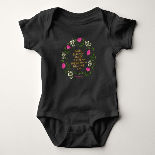 Rosa Lila Floral William Shakespeare nie Zweifel Baby Strampler (Vorderseite)