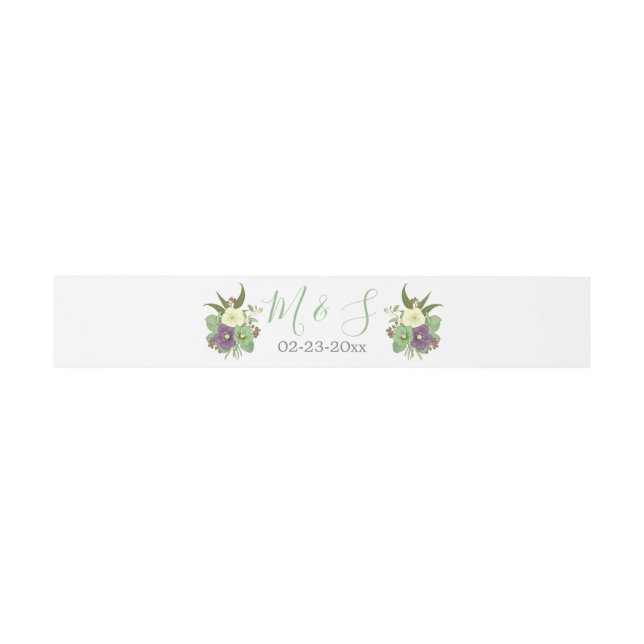 Rosa Lila florale Blume Hochzeit Einladung Einladungsbanderole (Flach)