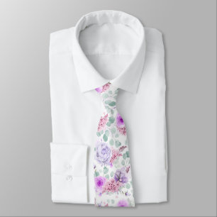Rosa lila florale botanische Hochzeitskrawatte Krawatte