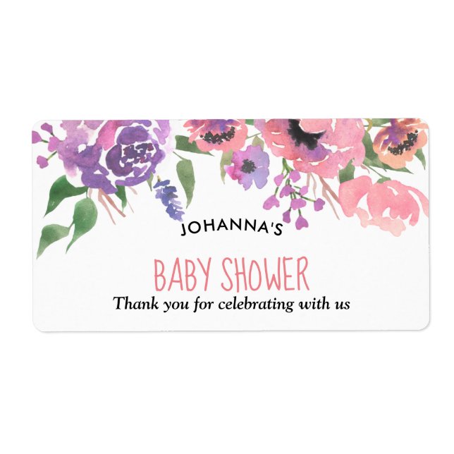 Rosa Lila Florals | Babydusche Vielen Dank (Vorne)