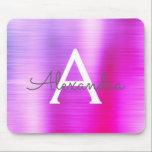 Rosa Lila Foil Monogram Name Mousepad<br><div class="desc">Rosa und Lila Imitat Pinselmetall Monogram Name Mousepad. Dieses Mousepad kann auf Ihren Vornamen angepasst werden.</div>