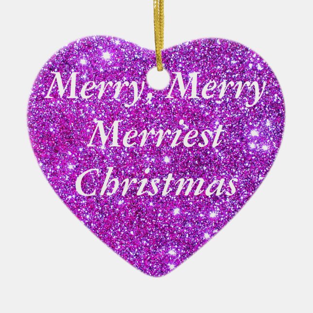 Rosa lila funkelnd bezaubernde Glittery Keramikornament (Vorne)