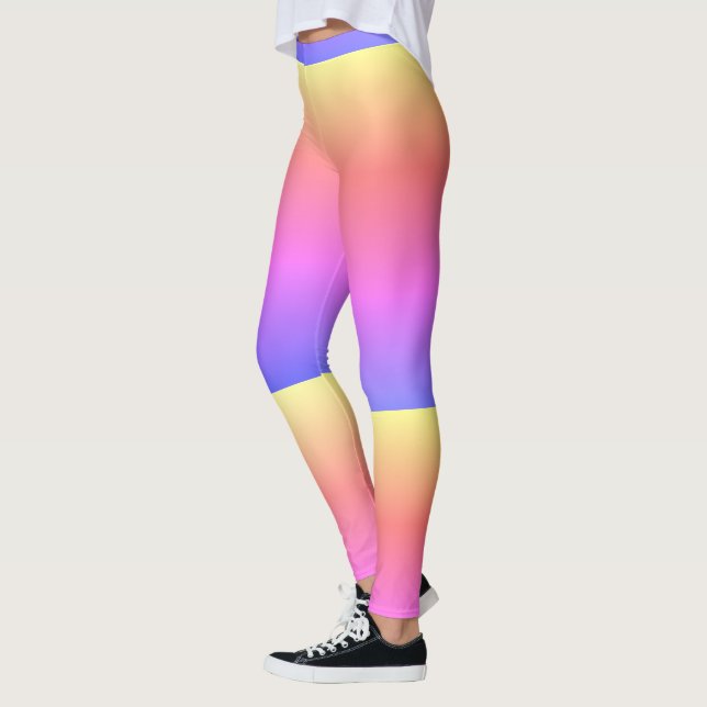 Rosa lila gelbe gestreifte Leggings (Links)
