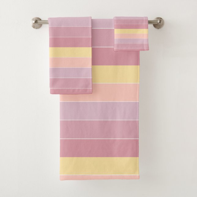 Rosa Lila gelbe moderne, elegante Vorlage Badhandtuch Set (Insitu)