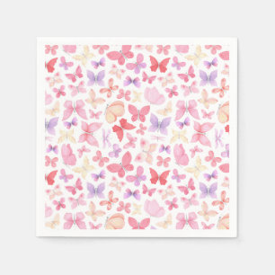Rosa Lila-Gelbe Schmetterlinge Party Serviette