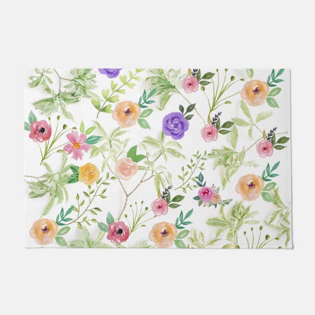 Rosa Lila Gelbes Shabby Chic Fußmatte (Vorderseite)