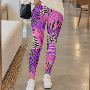 Rosa lila gemusterter Tierdruck Leggings