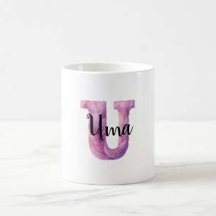 Rosa Lila Gemütlicher Buchstabe U Name Kaffeetasse