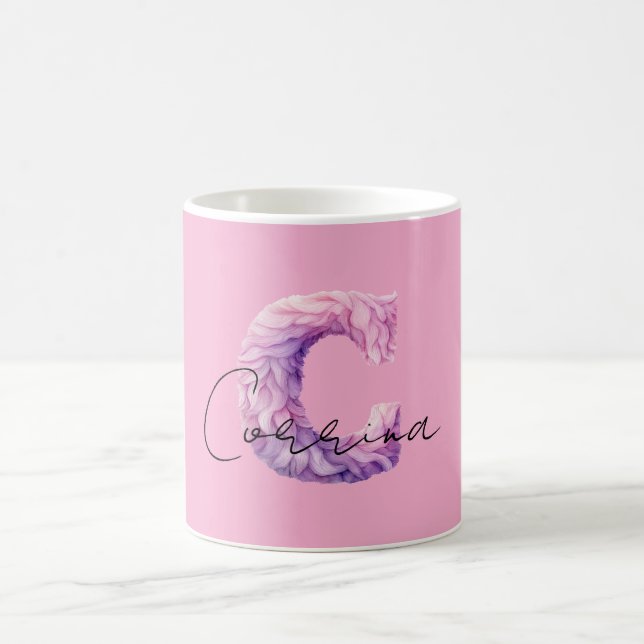 Rosa Lila Gemütlicher C Name Kaffeetasse (Mittel)