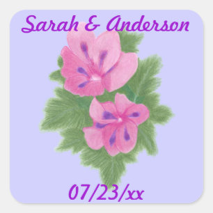 Rosa Lila Geranias Save the Date Aufkleber