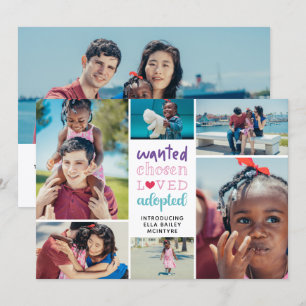 Rosa Lila Gewollt ausgewählte Adoptiert Fotos Ankündigung