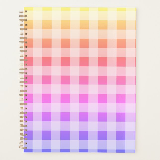 Rosa Lila Girl Hübscher Karierter Regenbogen Planer (Vorderseite)