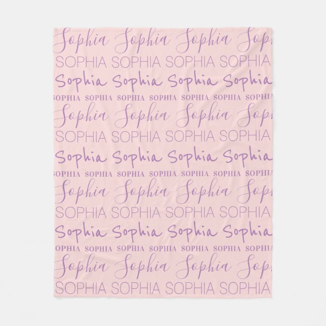 Rosa Lila Girls Name Custom Personalisiert Fleecedecke (Vorderseite)