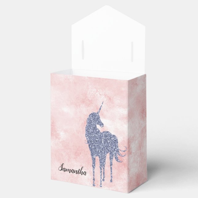 Rosa Lila Glitzer Einhorn Geschenkschachtel (Geöffnet)