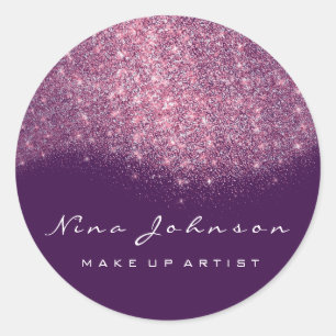 Rosa Lila Glitzer Makeup Artist Beauty Runder Aufkleber