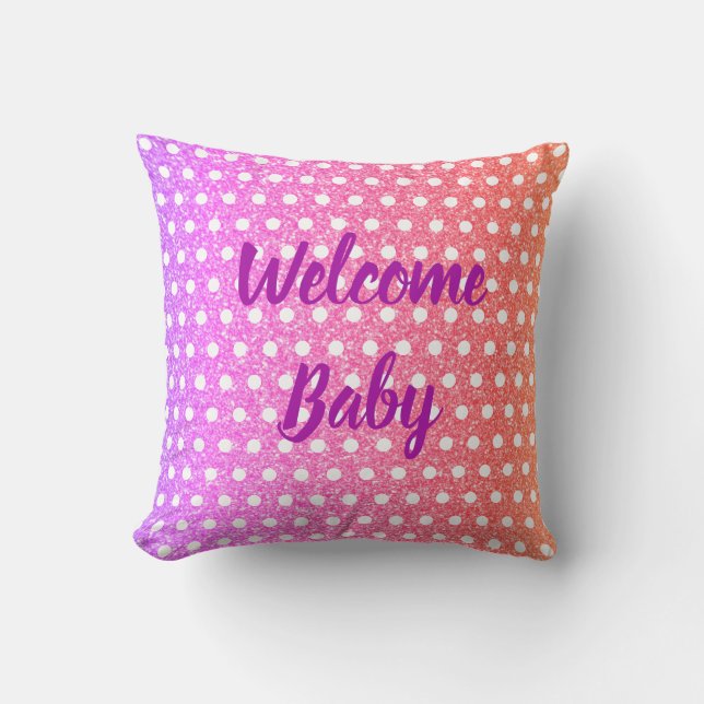 Rosa Lila Glitzer Polka Dots Niedlich Babydusche Kissen (Vorderseite)