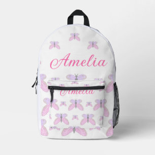 Rosa lila Glitzer-Schmetterling fügen den Textbuch Bedruckter Rucksack