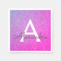 Rosa - Lila Glitzer und Sparkle Monogram - Geburts