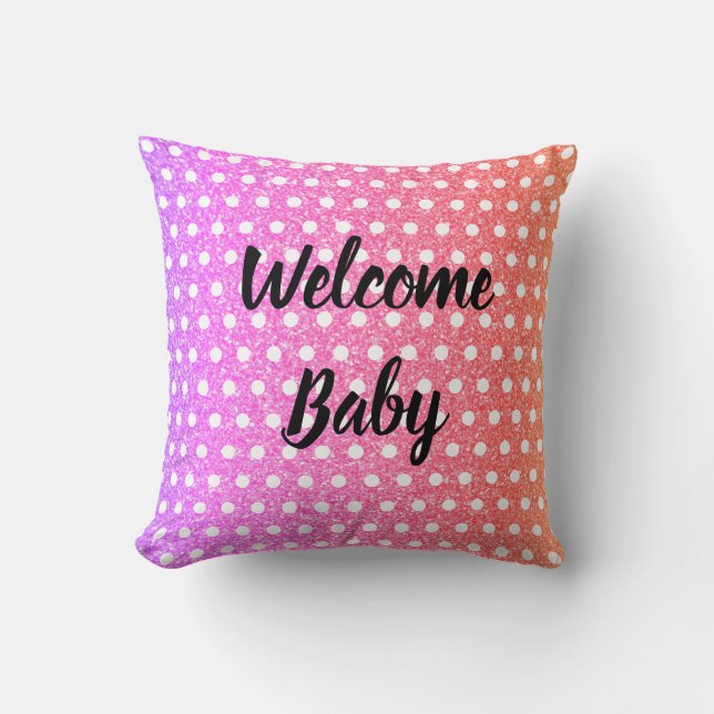 Rosa Lila Glitzer White Polka Dots Kinderdusche Kissen (Vorderseite)