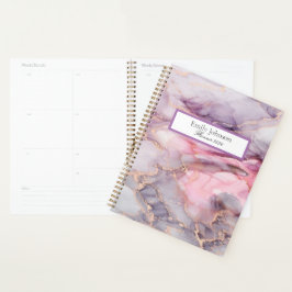 Rosa, lila, goldfarbener Marmor Planer