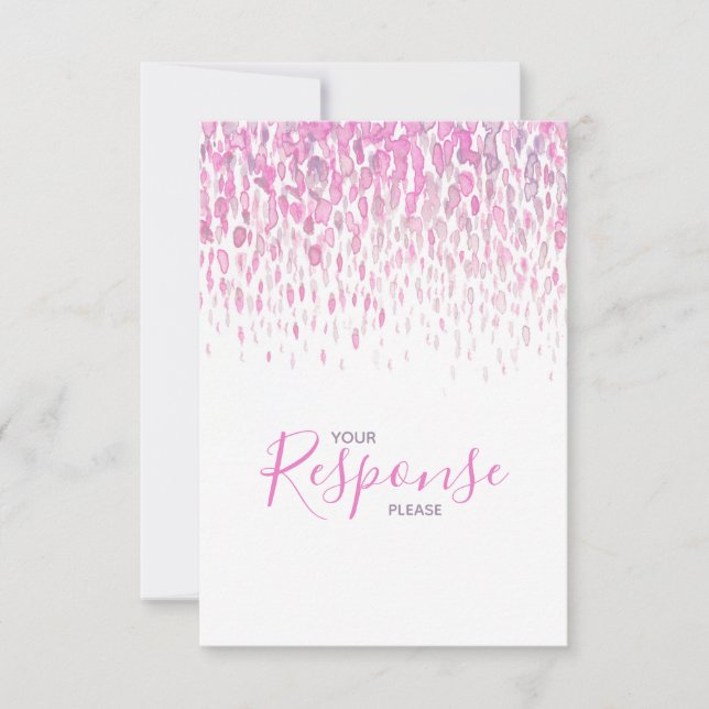 Rosa lila graue abstrakte Kunst Hochzeitsantwort U RSVP Karte (Vorderseite)