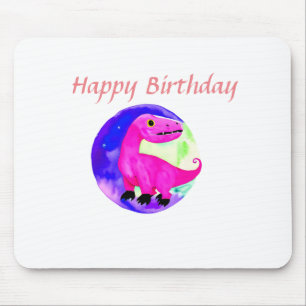 Rosa lila grüner Wasserfarbe-Dinosaurier-Geburtsta Mousepad