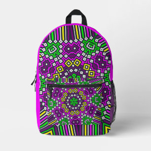 Rosa Lila grünes Ganzes Druckrucksack Bedruckter Rucksack