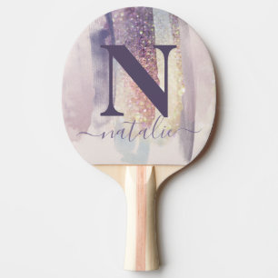 Rosa lila gurt Glitzer funkelnd personalisiert Tischtennis Schläger