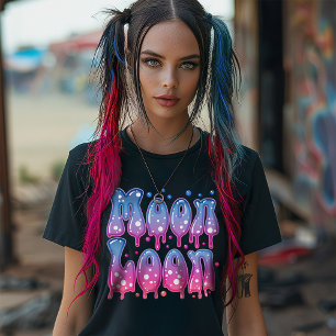 Rosa Lila Himmelsmond Loon 70er Pastel Goth T-Shirt