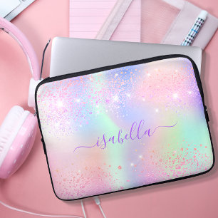Rosa lila holografische Funkel Laptopschutzhülle