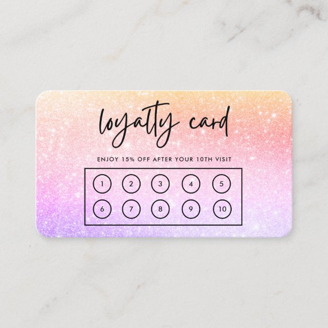 Rosa Lila Imitate Glitzer Custom Loyalty Card Visitenkarte (Vorderseite)