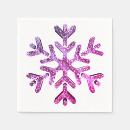Rosa Lila Imitate Glitzer Schneeflocken Weihnachte Serviette