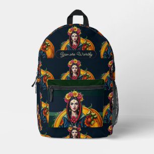 Rosa lila Imitate Goldene Herzen Moderner individu Bedruckter Rucksack