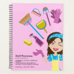 Rosa Lila Janitorial Cartoon Zuhause Branding Planer<br><div class="desc">Rosa Lila Janitorial Cartoon Zuhause Branding</div>