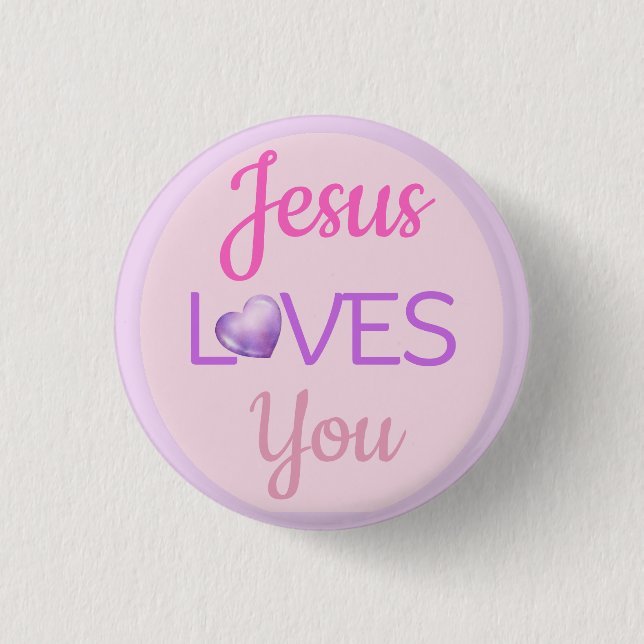 Rosa Lila Jesus-Lieben, die Sie zitieren Magnet Button (Vorderseite)
