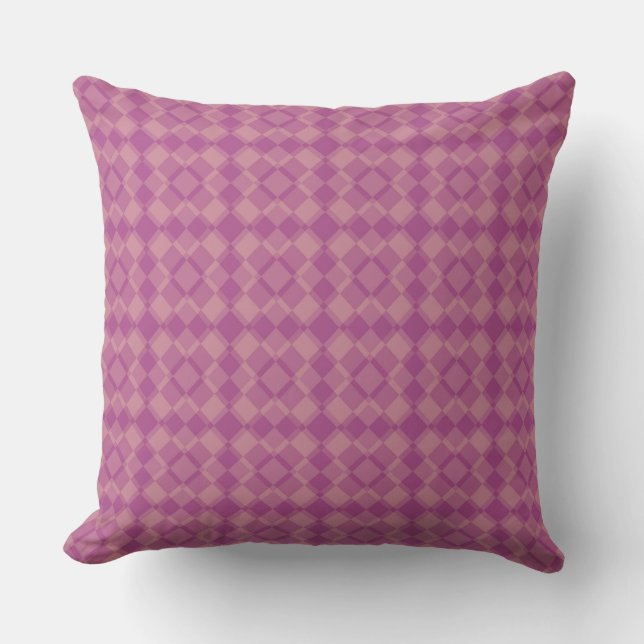 Rosa lila Karo-Argyle-Muster Kissen (Vorderseite)