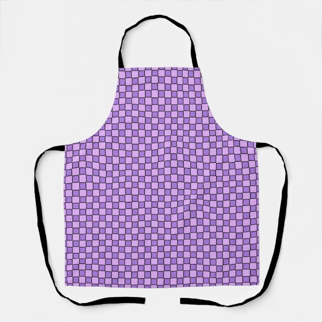 Rosa Lila Karo Gingham Muster Schürze (Vorderseite)