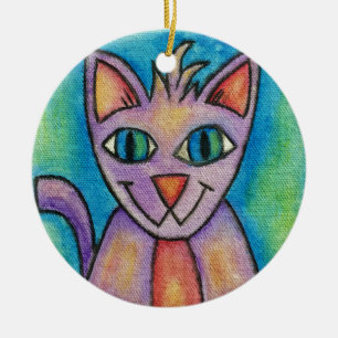 Rosa Lila Kätzchen Keramikornament