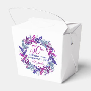Rosa lila Kranz 50. Geburtstagsfeier Geschenkschachtel